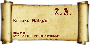 Kripkó Mátyás névjegykártya
